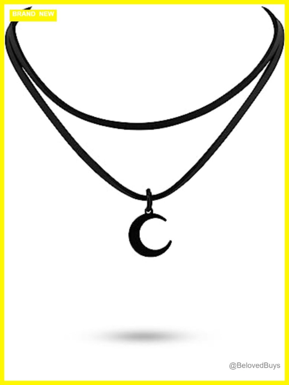 Layered Crescent Moon Choker Necklace Faux Leather Gothic Boho